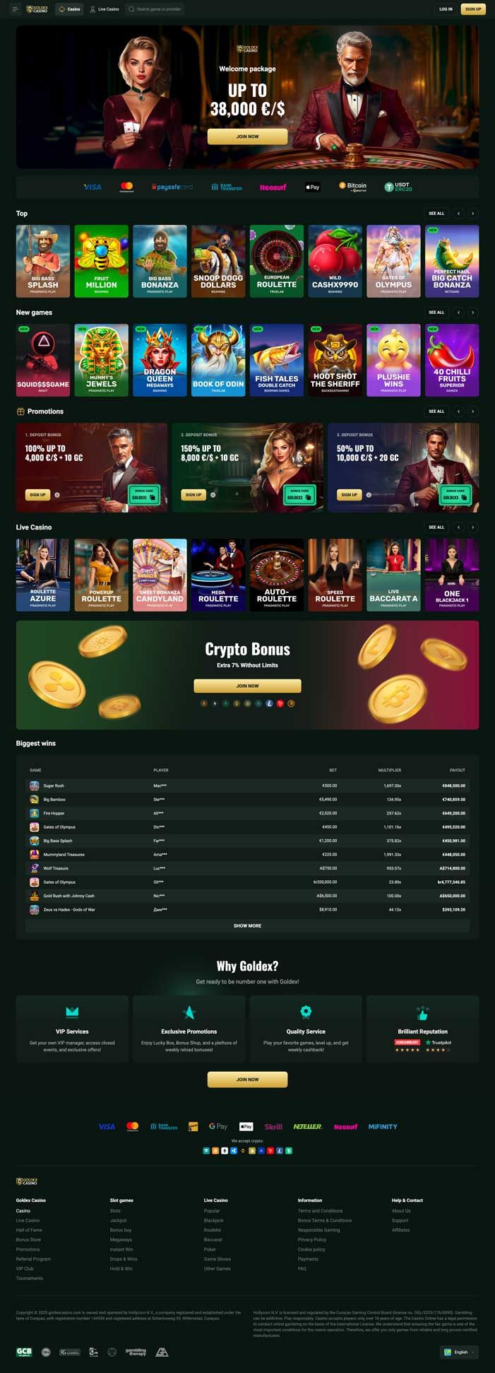 Goldex Casino Screenshot