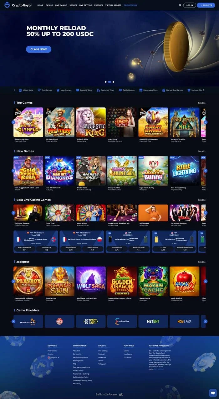 CryptoRoyal Casino Screenshot