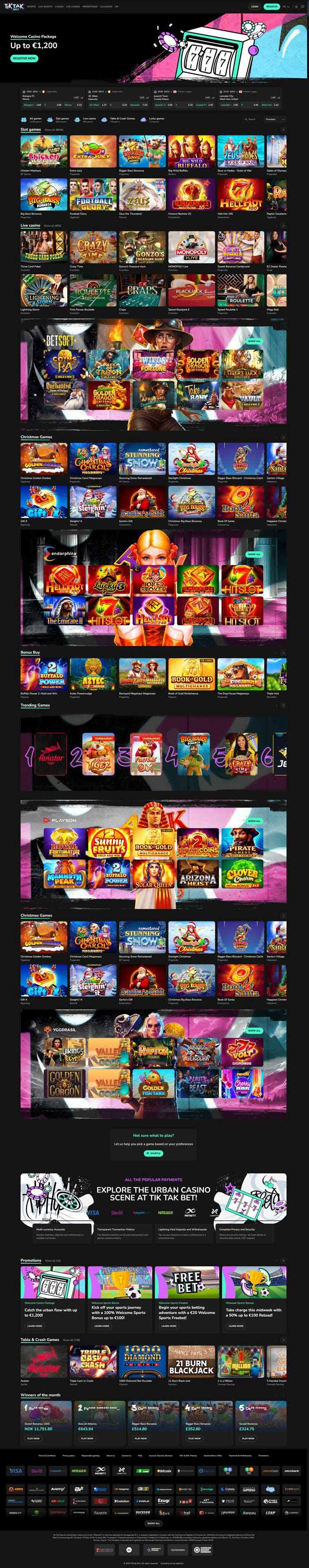 TikTak Bet Casino Screenshot