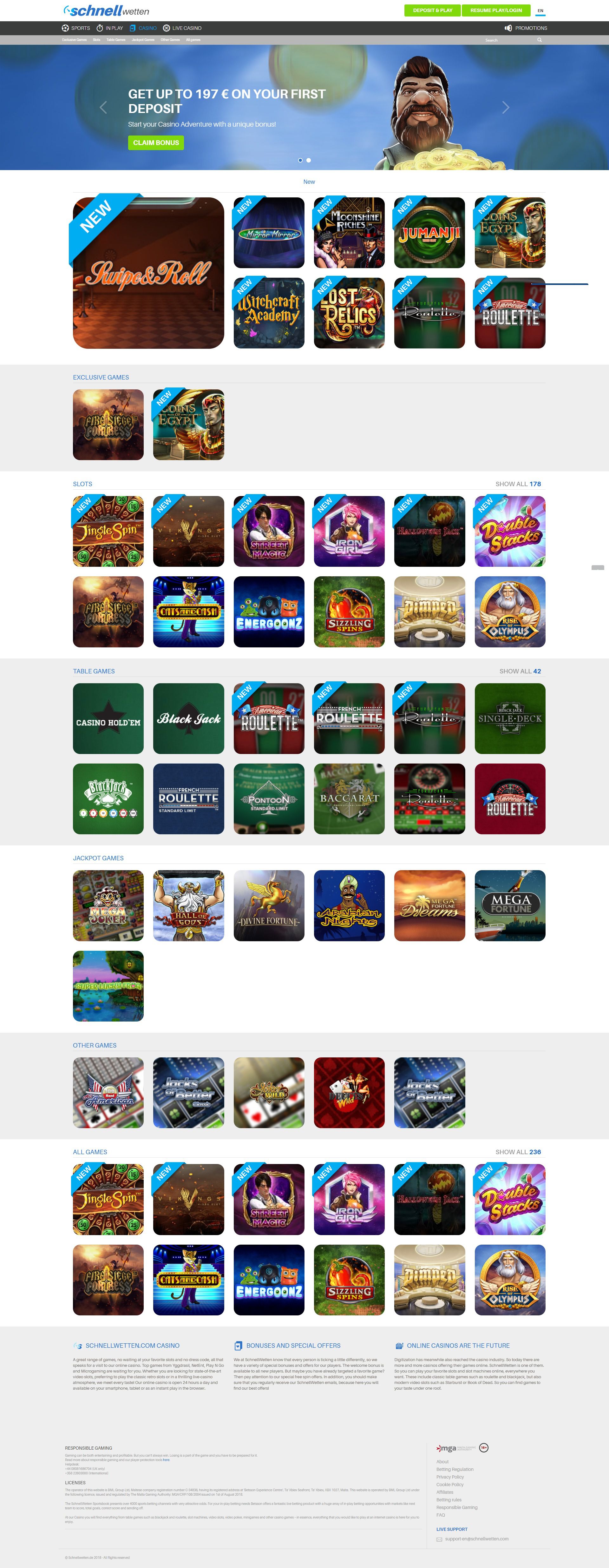 Schnellwetten Casino Screenshot