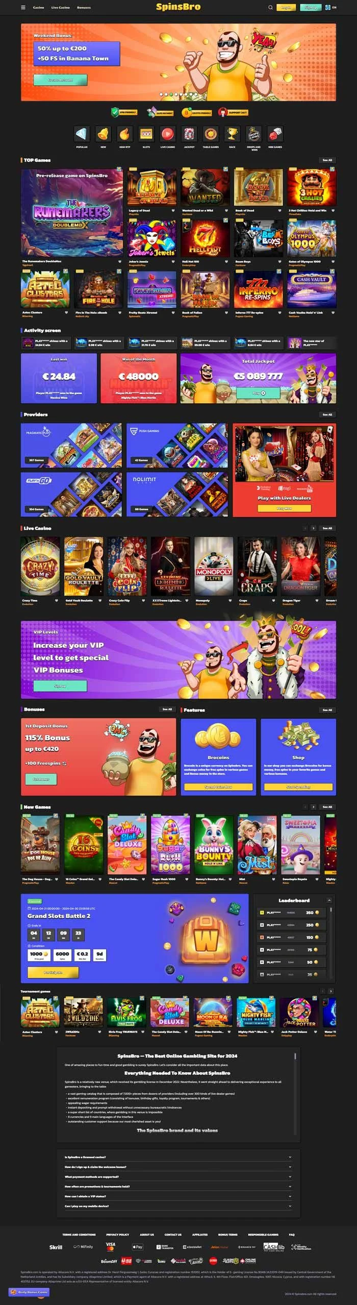 SpinsBro Casino Screenshot