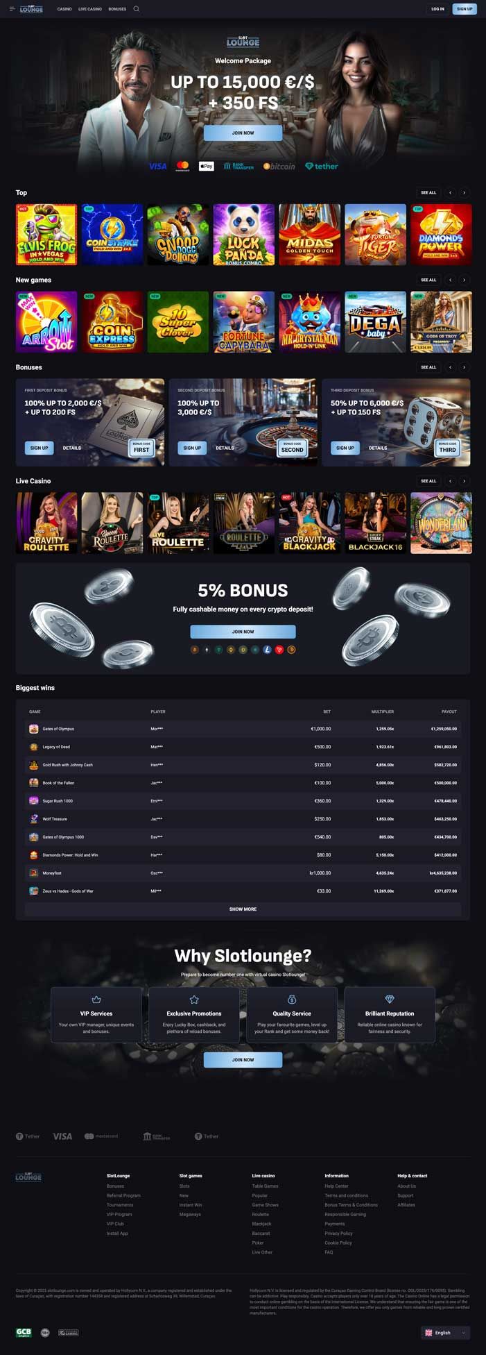 SlotLounge Casino Screenshot