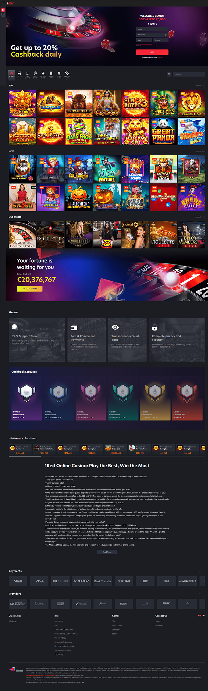 Captura de pantalla de 1Red Casino