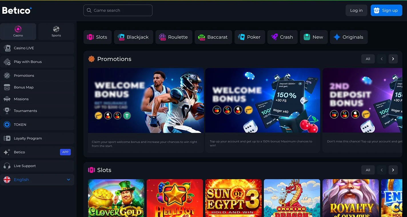 Captura de pantalla de Betico Casino