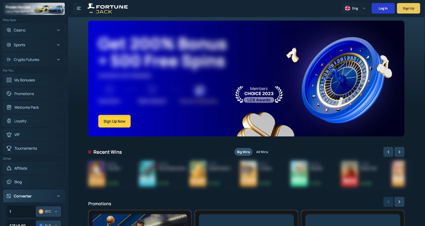 Captura de pantalla de FortuneJack Casino