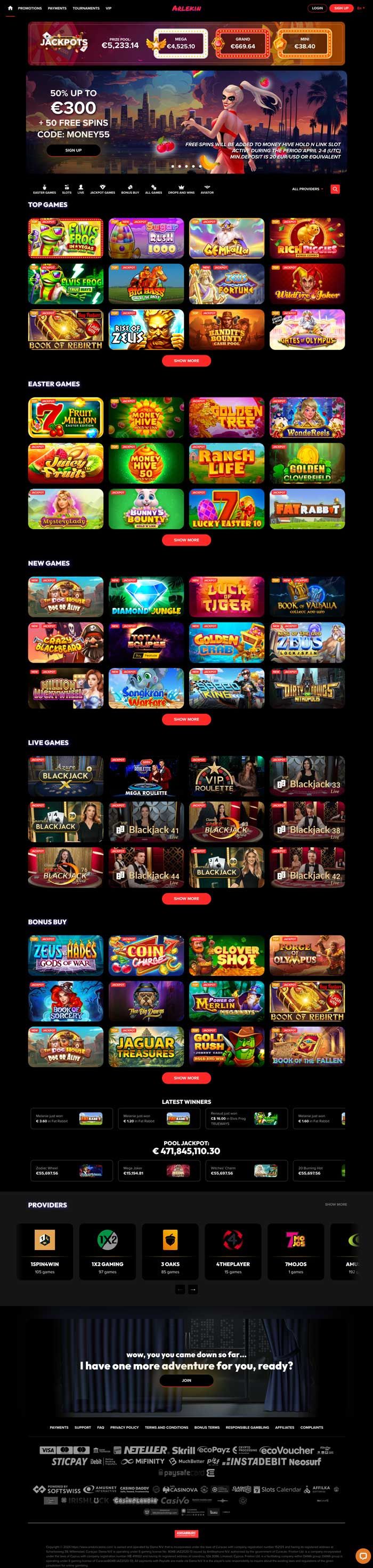 Captura de pantalla de Arlekin Casino