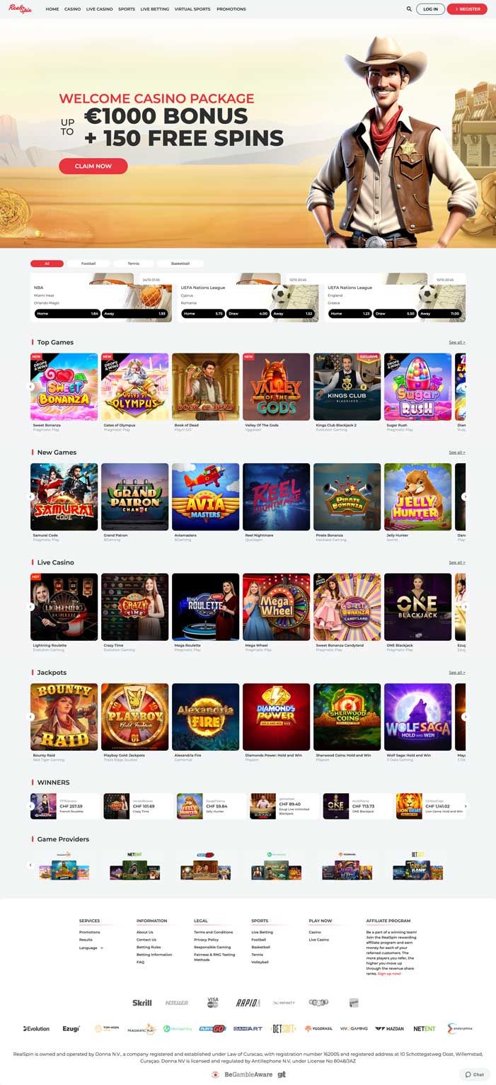 Captura de pantalla de RealSpin Casino