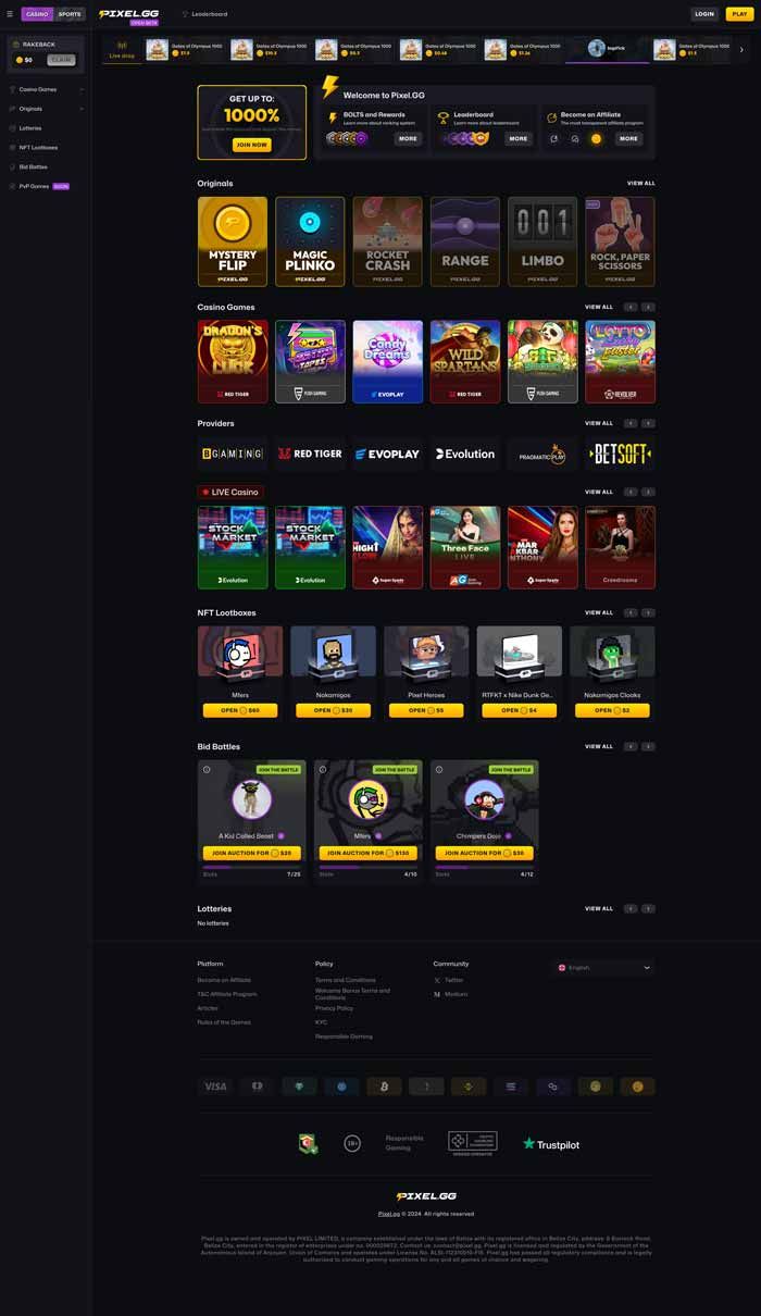 Captura de pantalla de Pixel.gg Casino