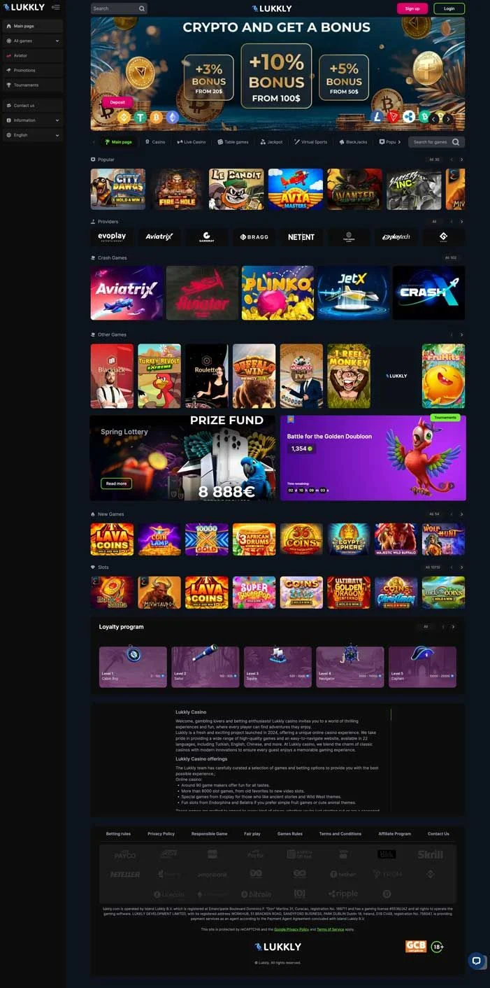 Captura de pantalla de Lukkly Casino
