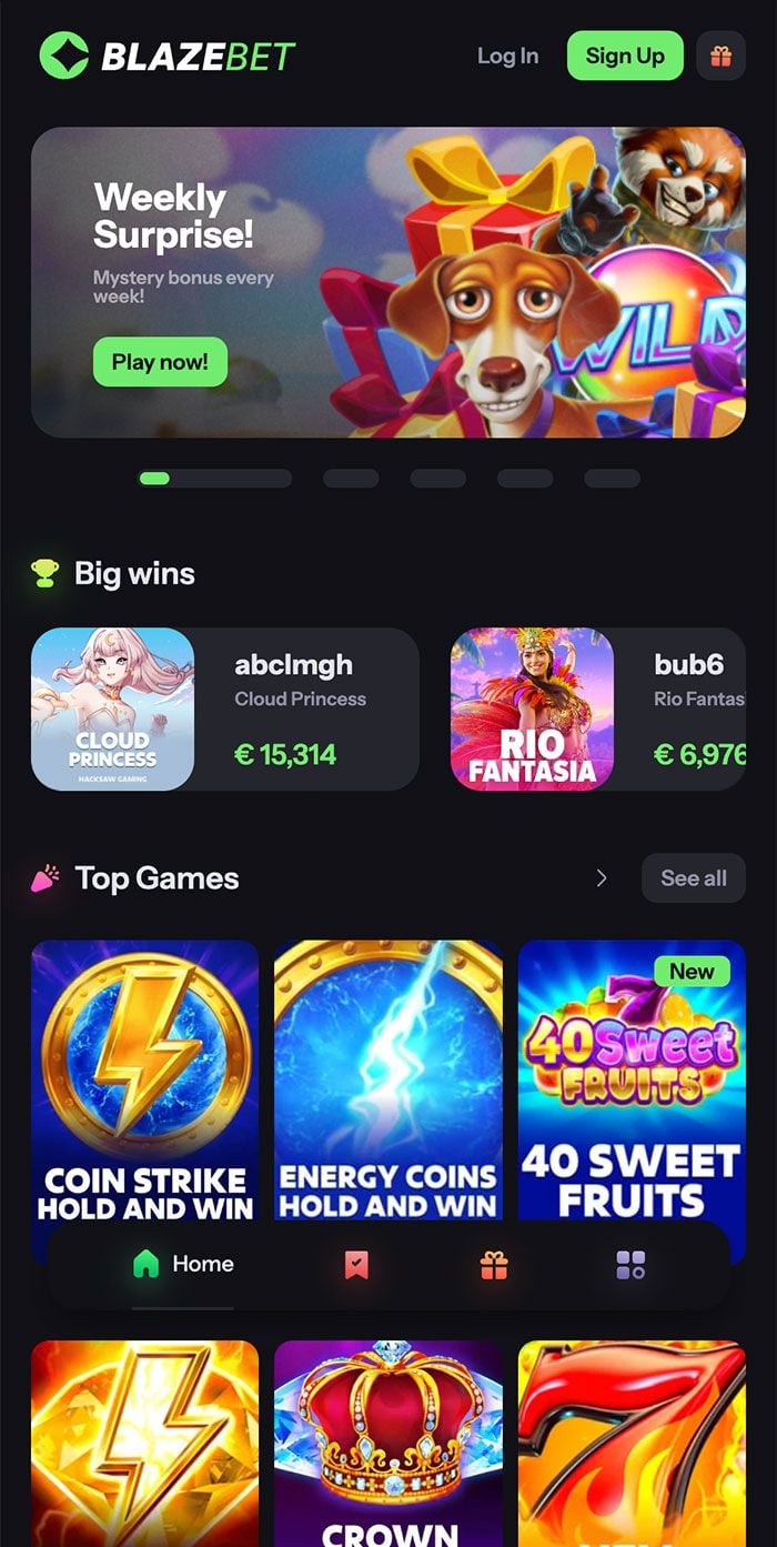 Captura de pantalla de BlazeBet Casino