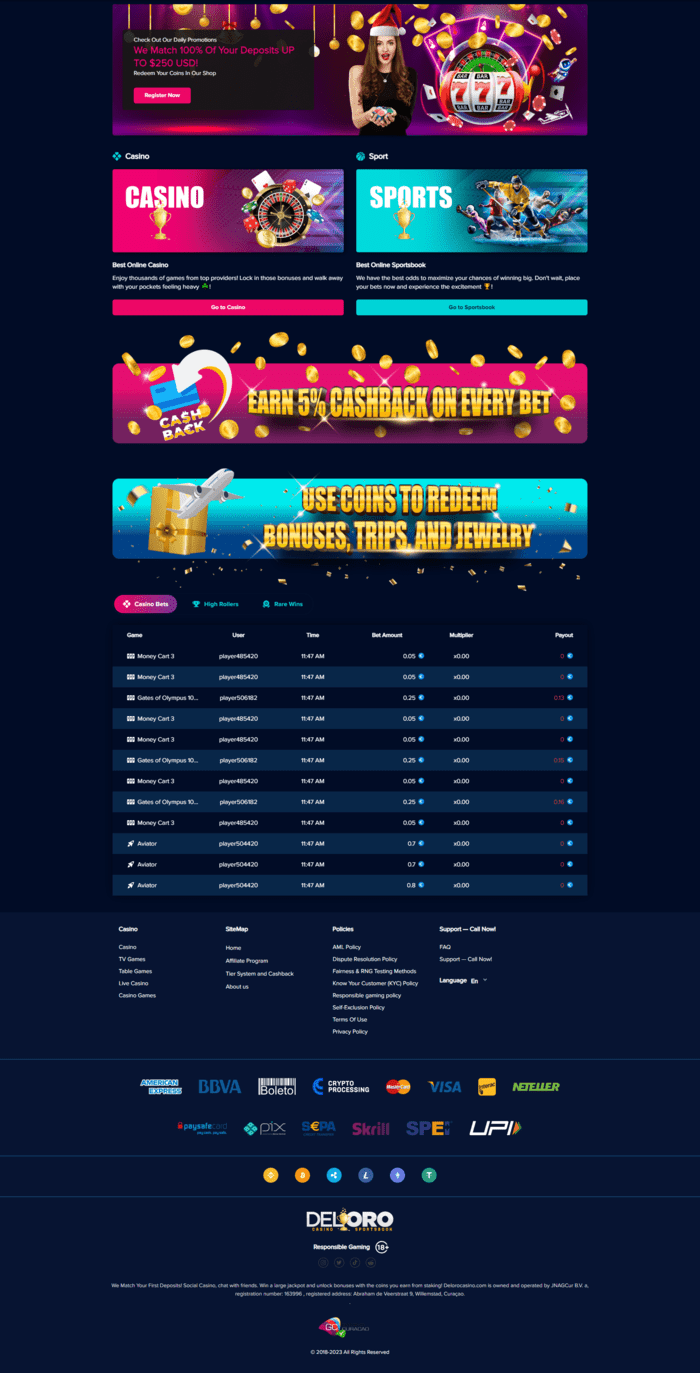 Captura de pantalla de Del Oro Casino