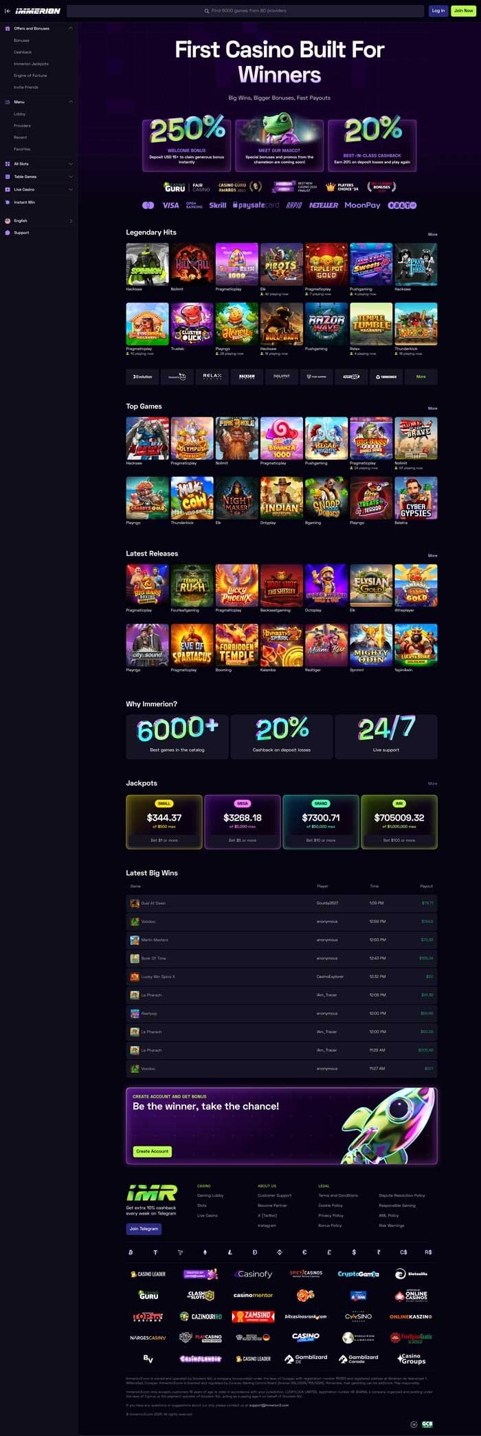 Captura de pantalla de Immerion Casino
