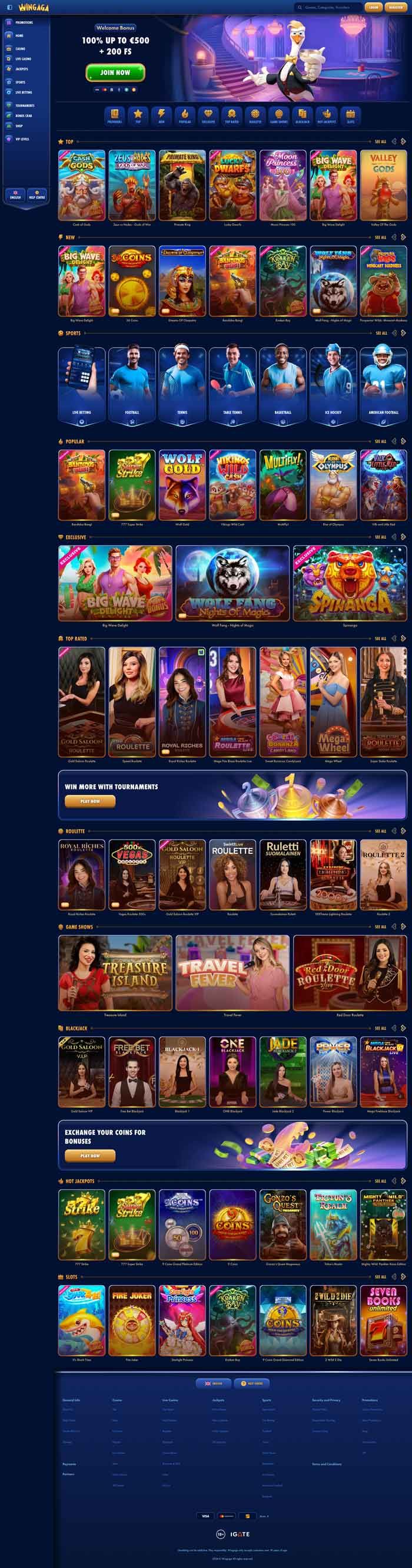 Captura de pantalla de WinGaga Casino