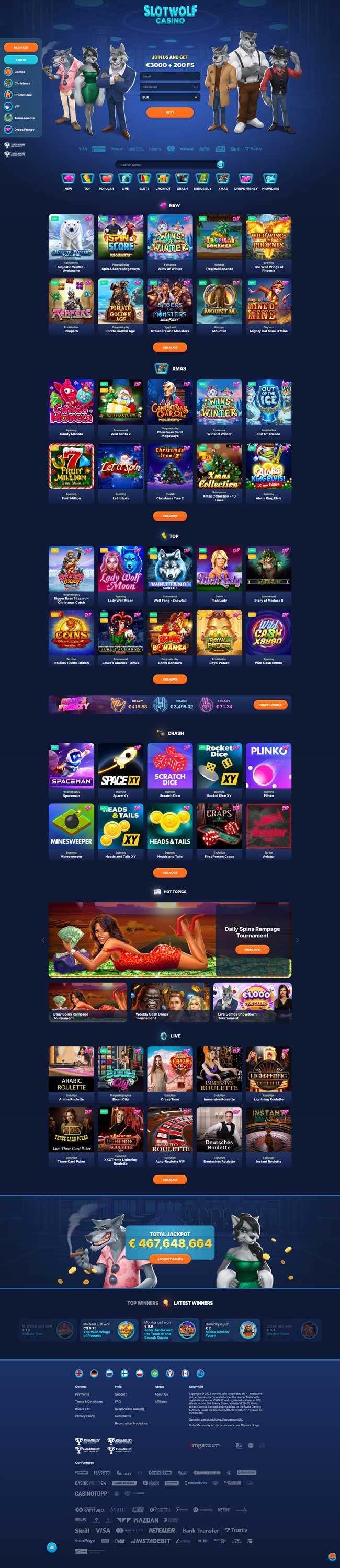 Captura de pantalla de Awarded SlotWolf Casino