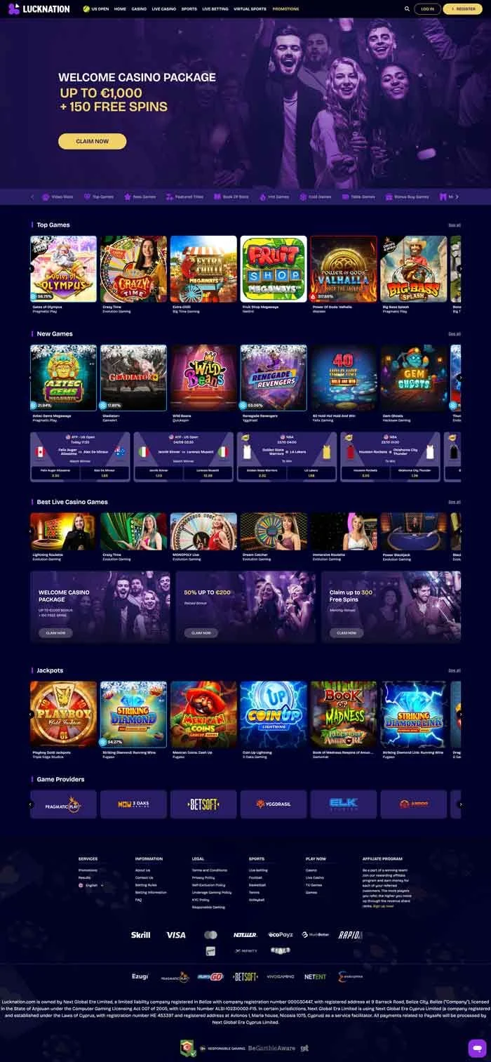 Captura de pantalla de LuckNation Casino