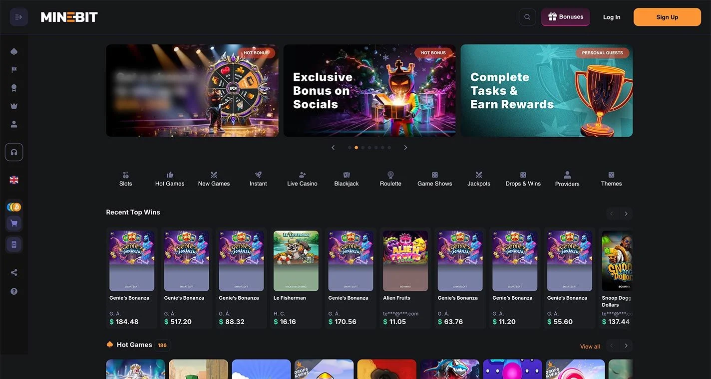 Captura de pantalla de MineBit Casino