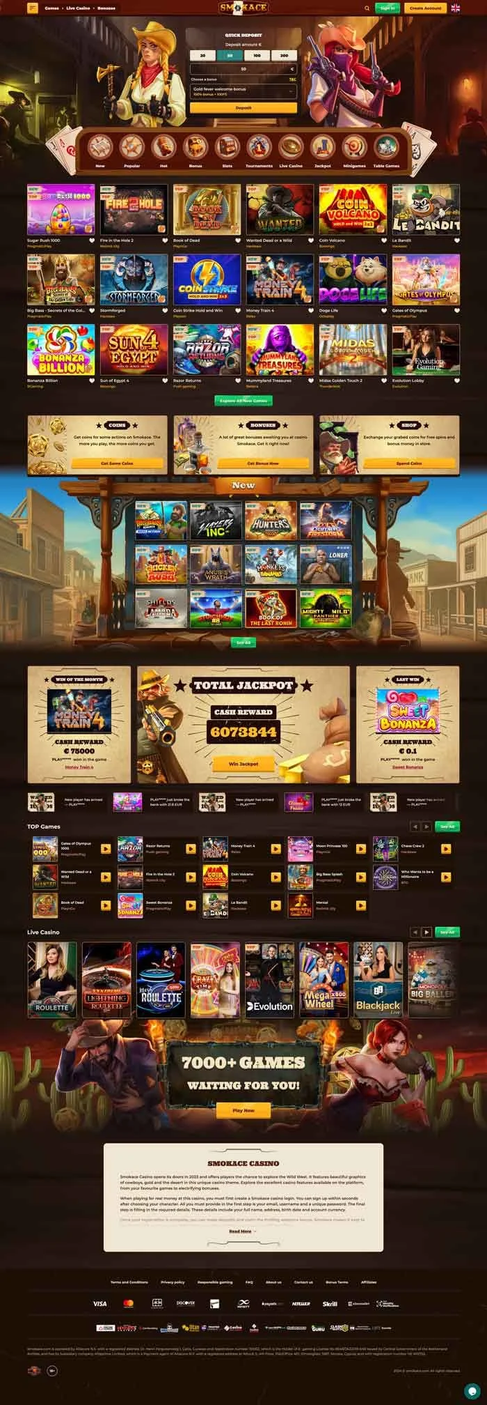 Captura de pantalla de Smokace Casino