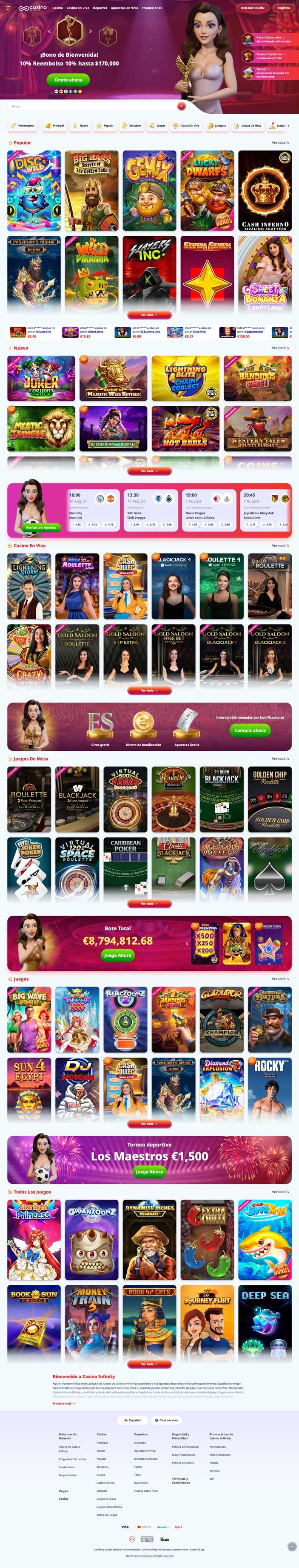 Captura de pantalla de Casino Infinity