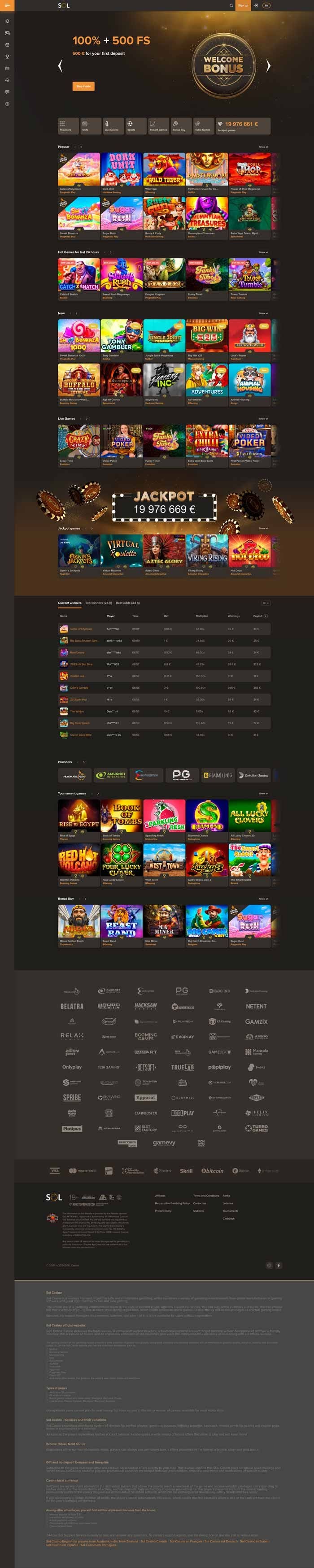 Captura de pantalla de Sol Casino