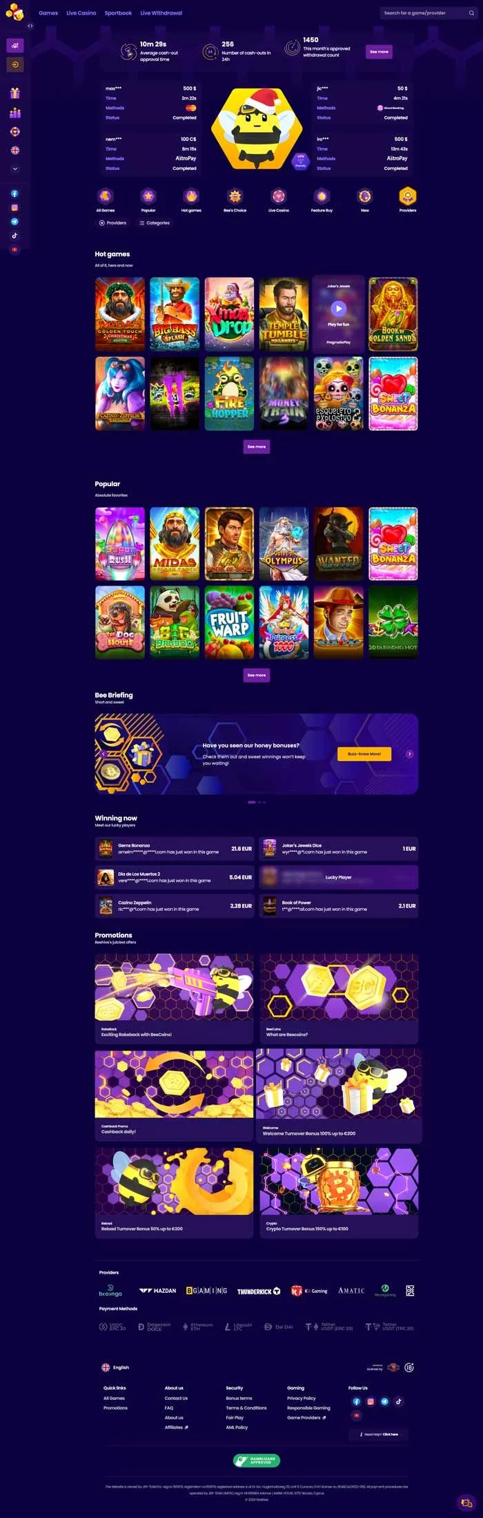 Captura de pantalla de Wazbee Casino