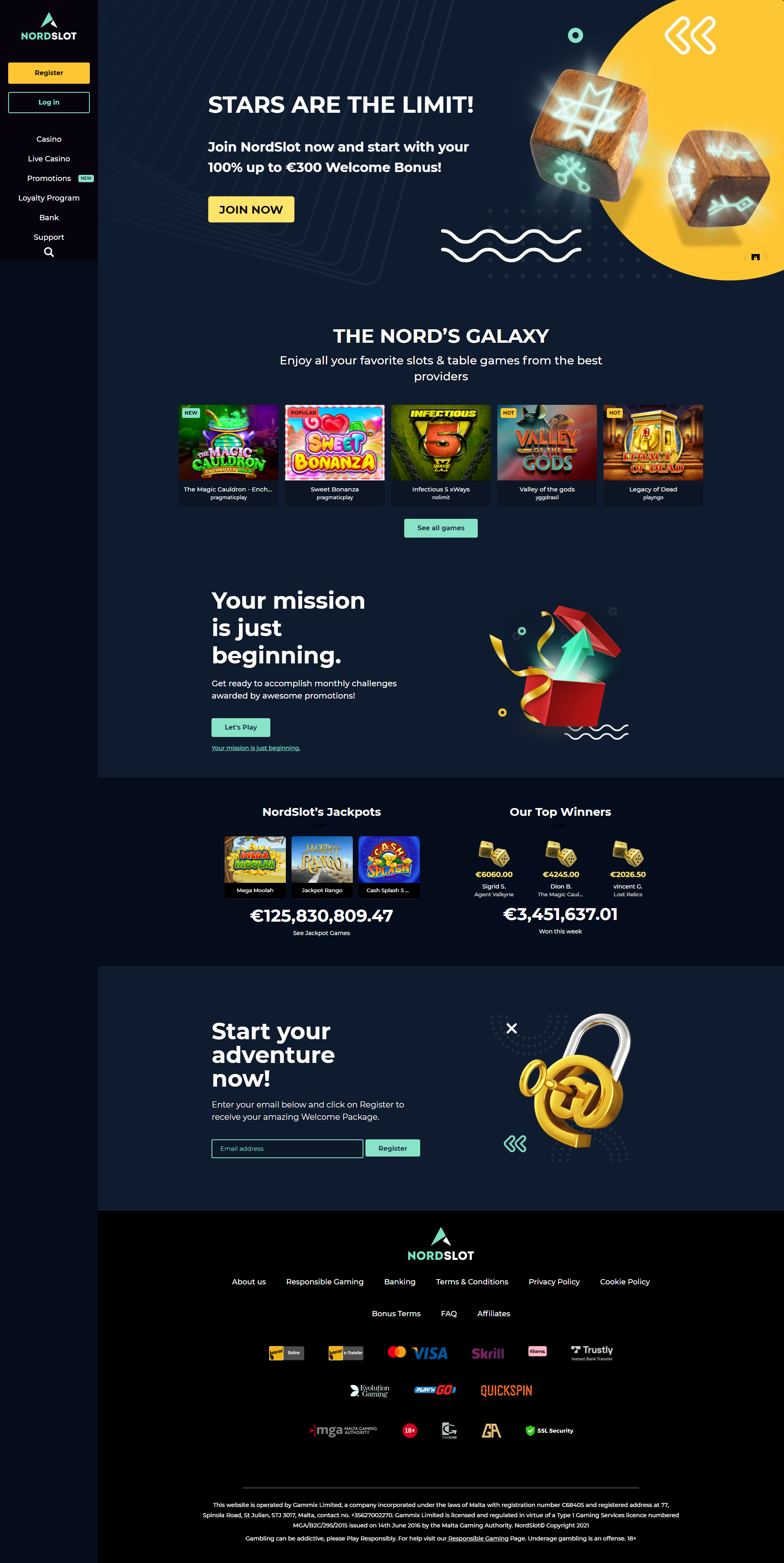 Captura de pantalla de NordSlot Casino