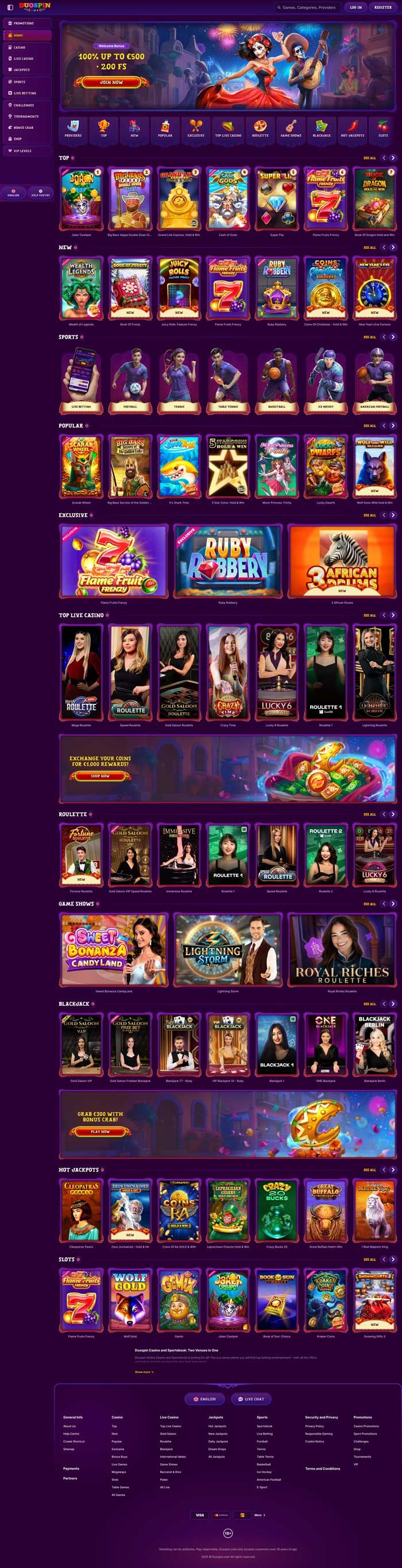 Zrzut ekranu Duospin Casino