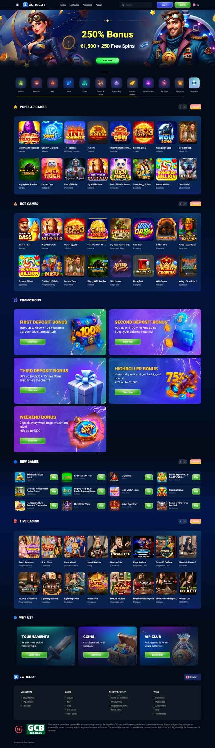 Zrzut ekranu AzurSlot Casino