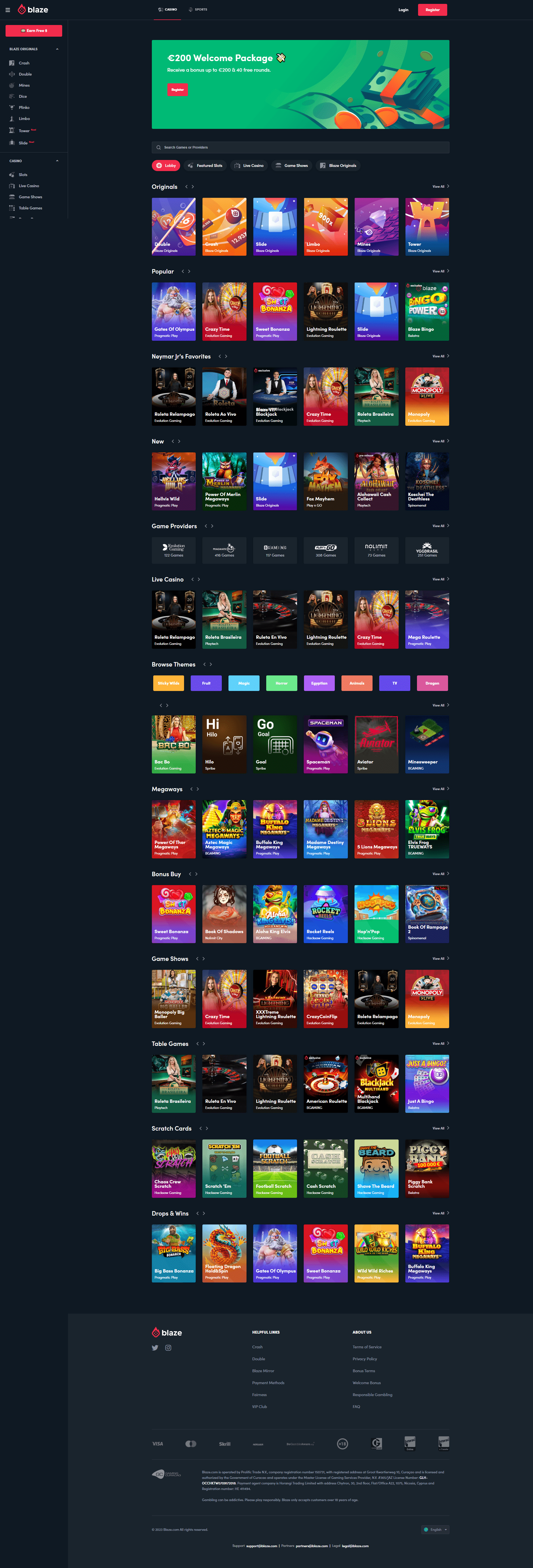Zrzut ekranu Blaze Casino