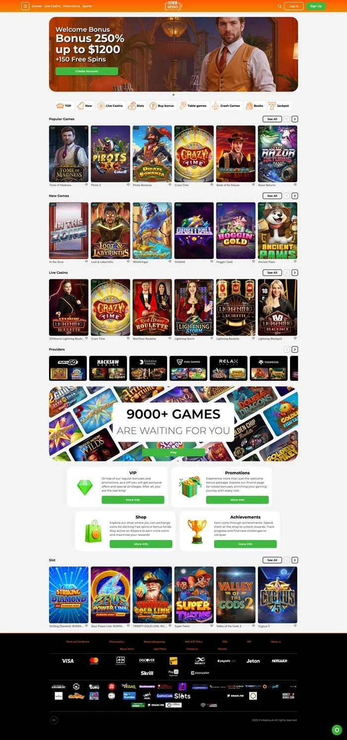 Zrzut ekranu AllSpins Casino