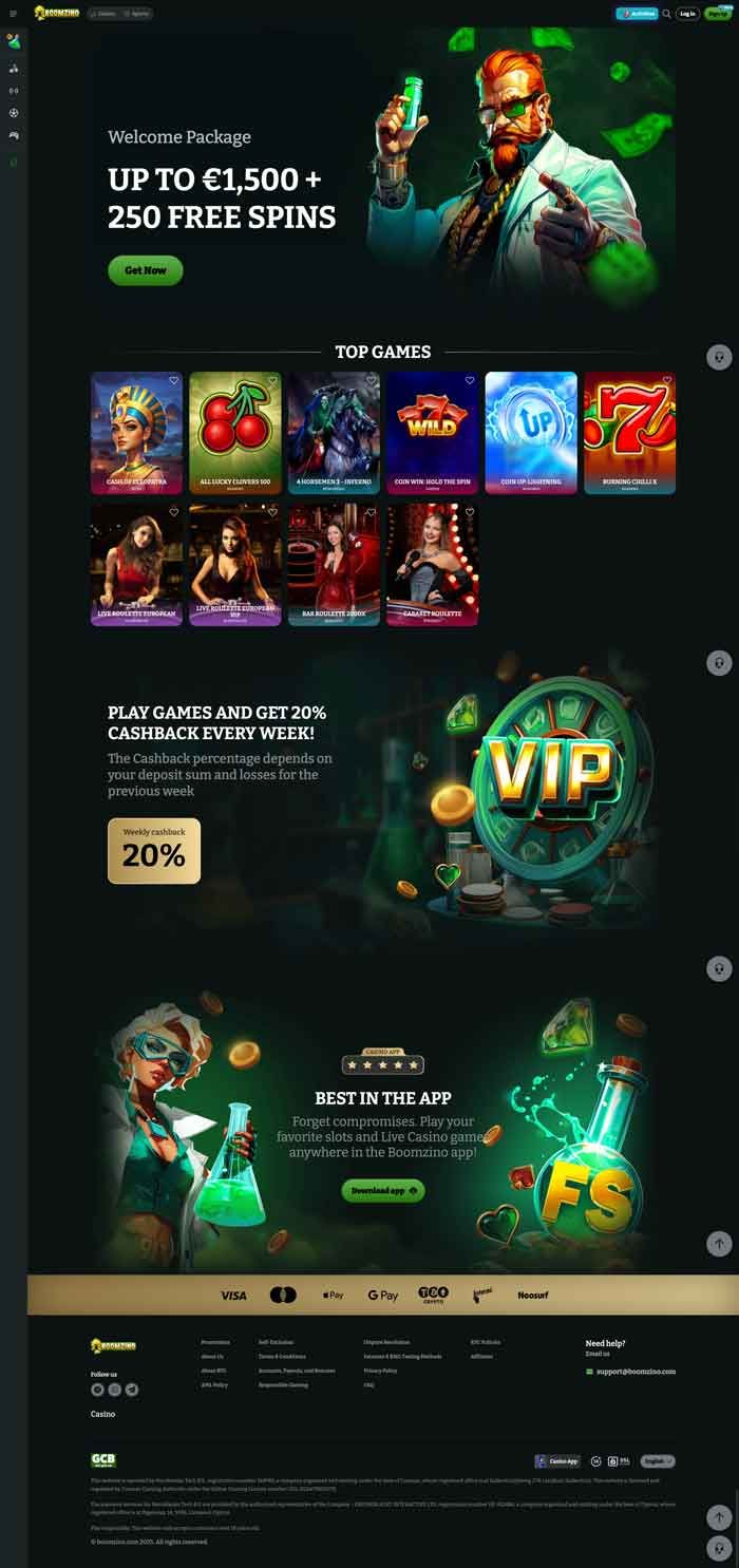 Zrzut ekranu Boomzino Casino