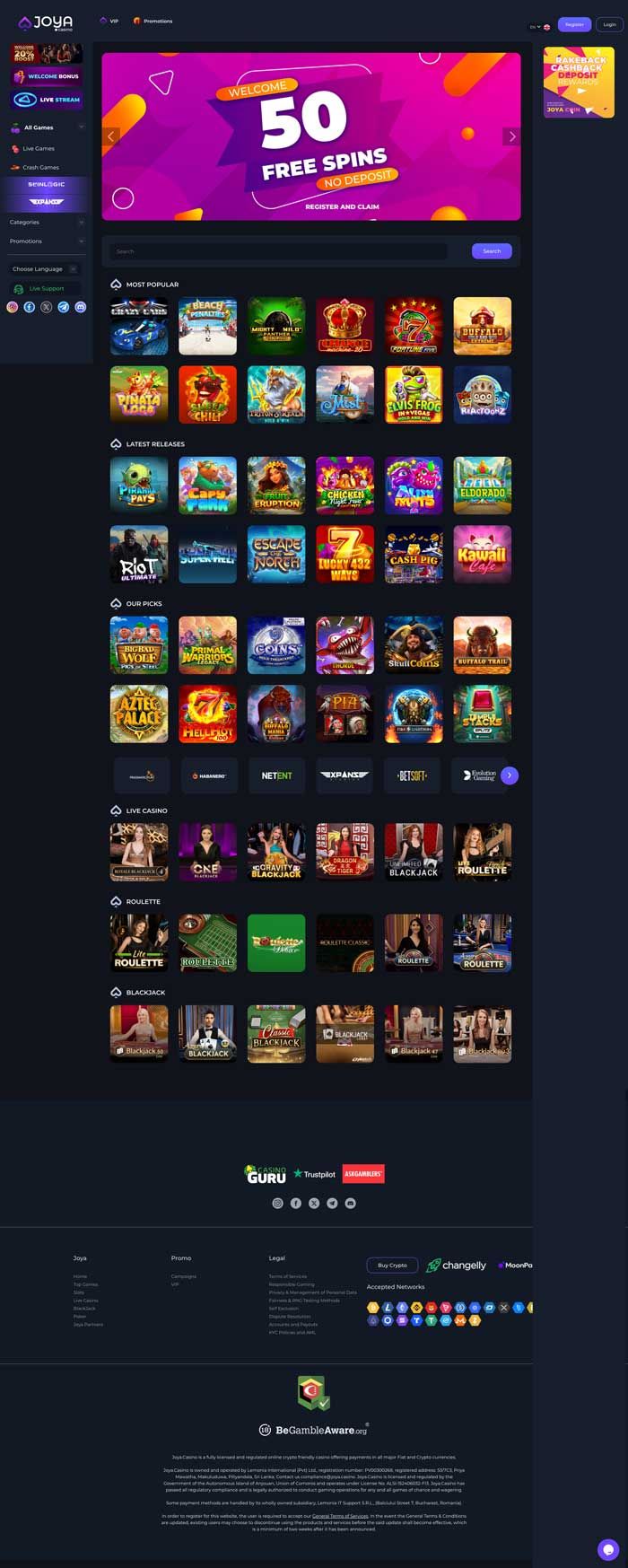 Zrzut ekranu Joya Casino