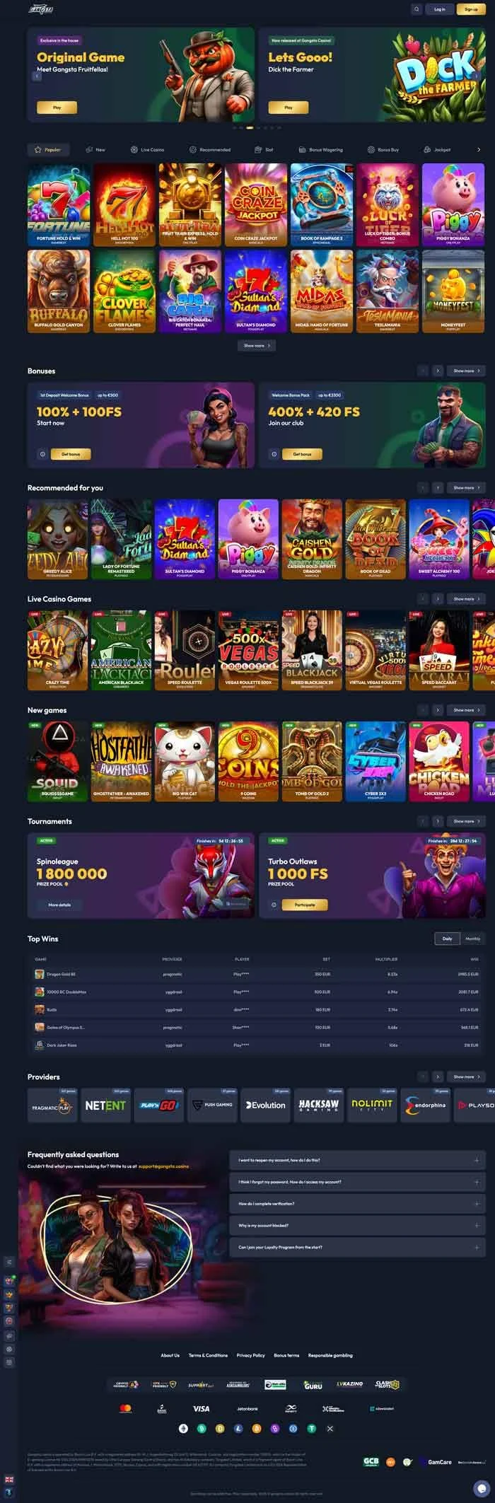 Zrzut ekranu Gangsta Casino