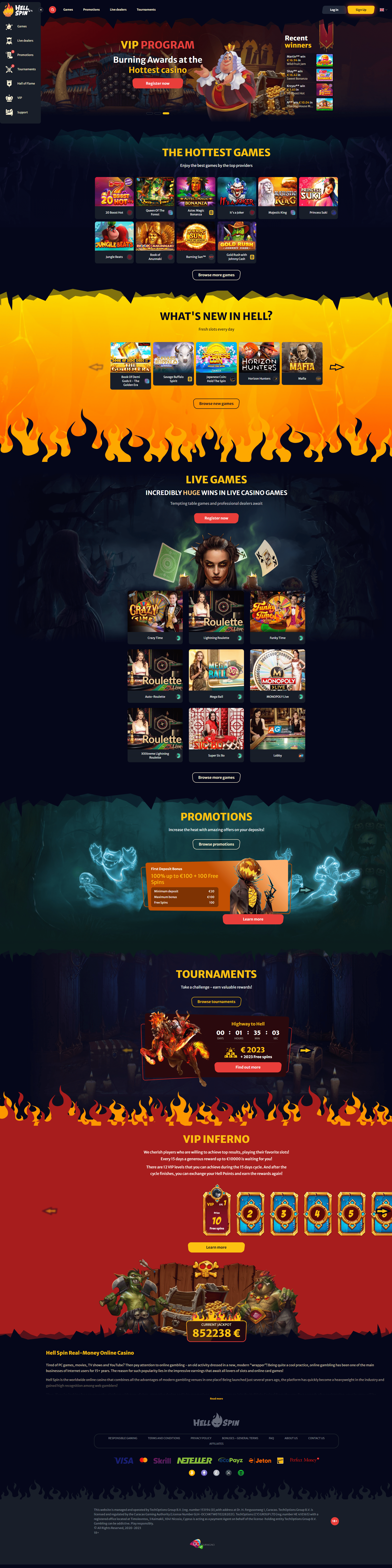 Zrzut ekranu HellSpin Casino