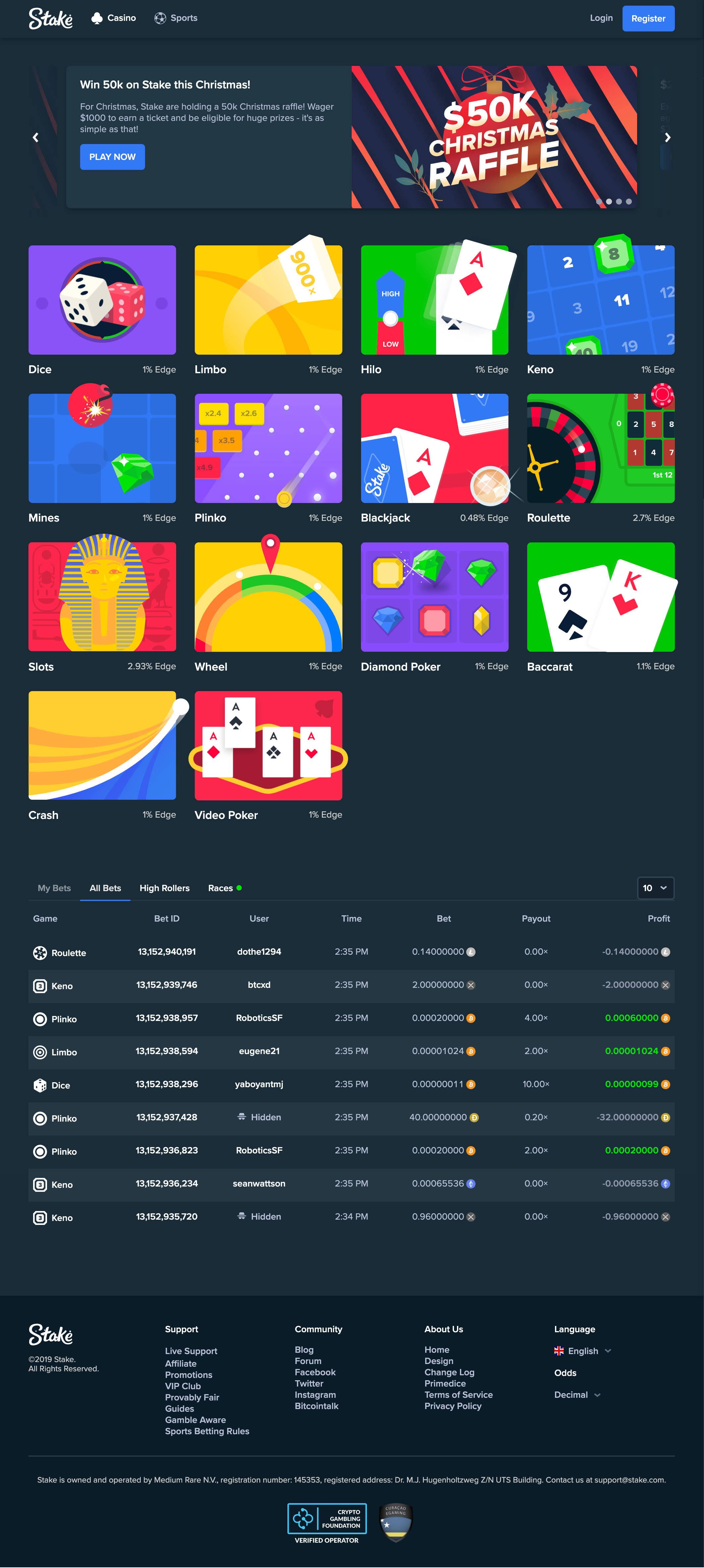 Zrzut ekranu Awarded Stake Casino