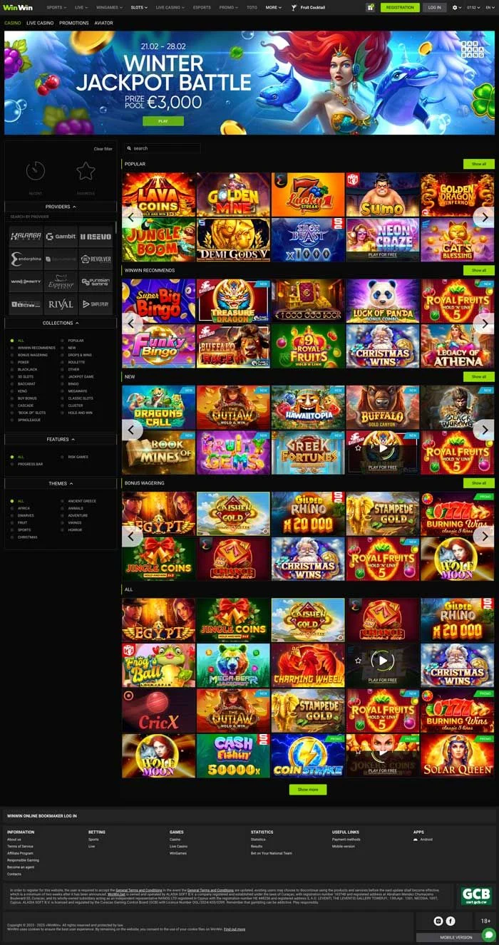 Zrzut ekranu Winwin Casino