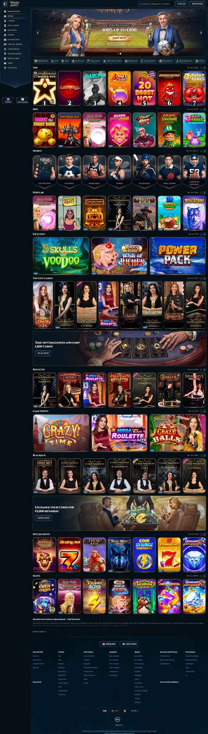 Zrzut ekranu WonderLuck Casino
