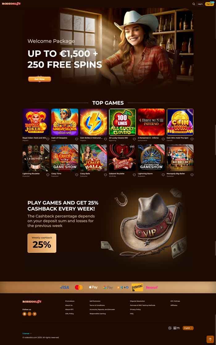 Zrzut ekranu Rodeoslot Casino