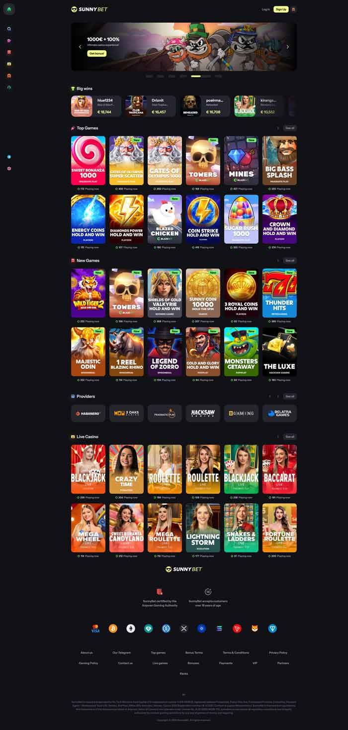 Zrzut ekranu SunnyBet Casino