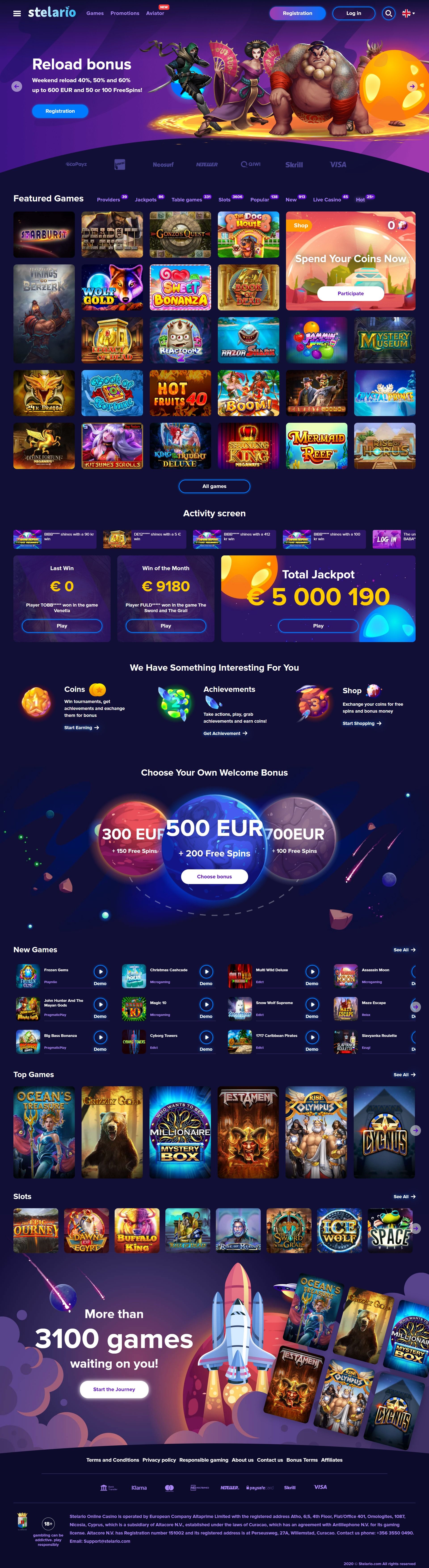 Zrzut ekranu Stelario Casino