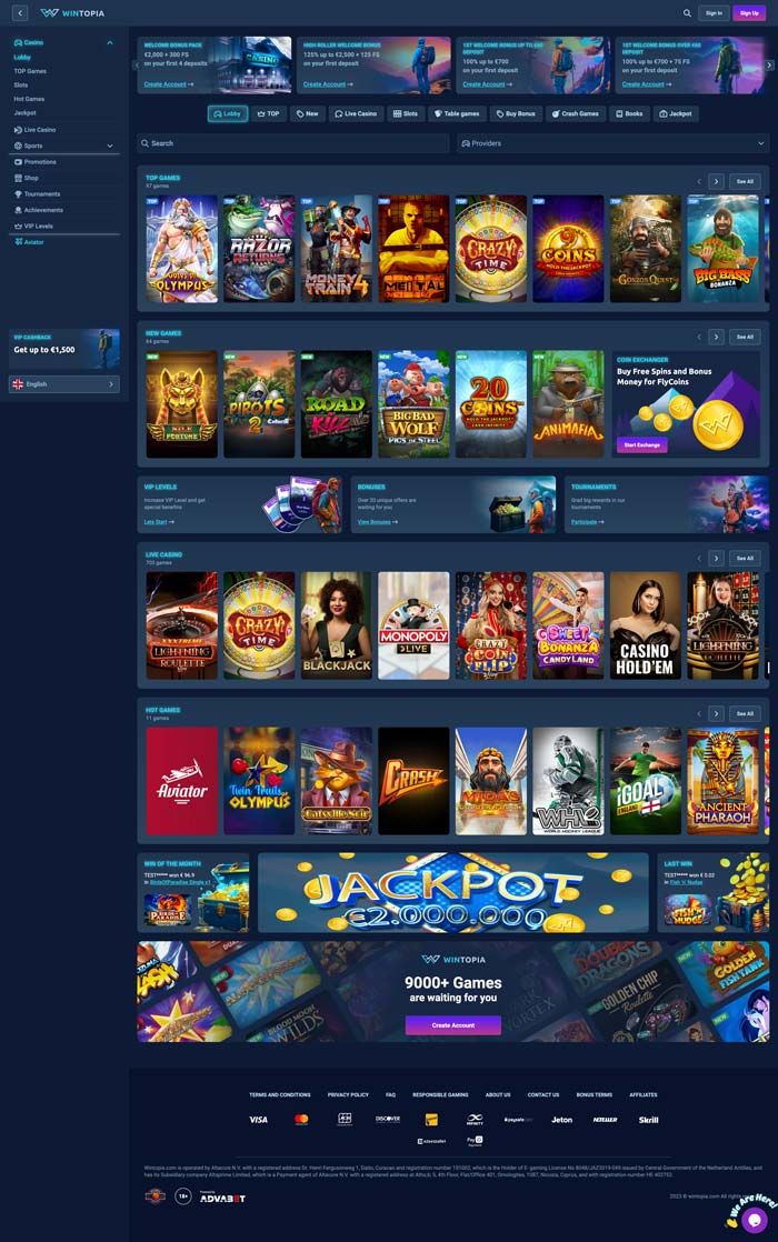Zrzut ekranu Wintopia Casino